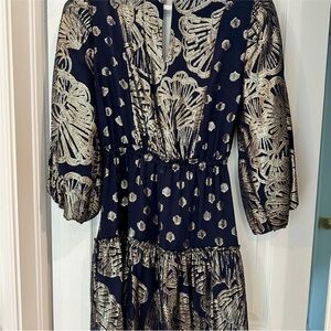 Lilly Pulitzer gold and navy blue dress